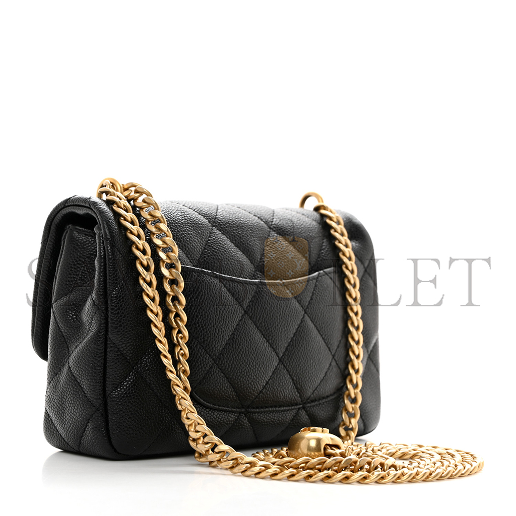 Ch*el caviar quilted mini sweetheart rectangular flap black (19*12*8cm)
